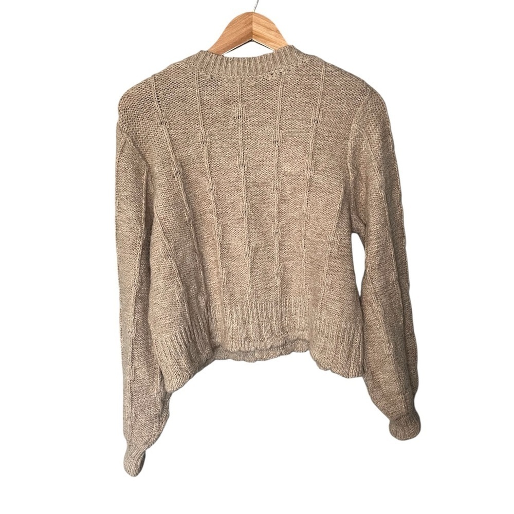 New In Rose Crochet Button Cabled Soft Beige Cardigan - Picture 3 of 11